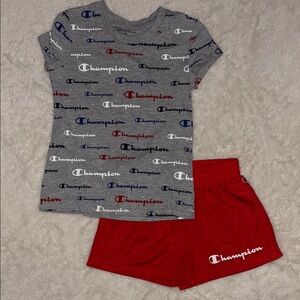 Champion Gray Tee and Red Shorts Set